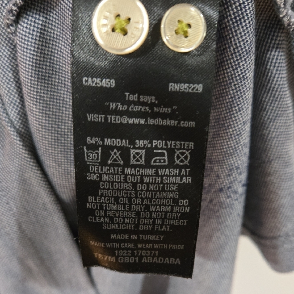 Ted Baker Sz 6 Mens Light Gray Polo Shirt - Picture 3 of 8